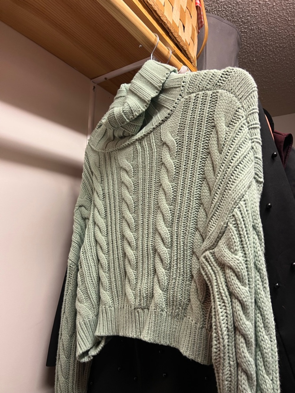 HYFVE Sage Green Cable Knit Turtleneck Sweater